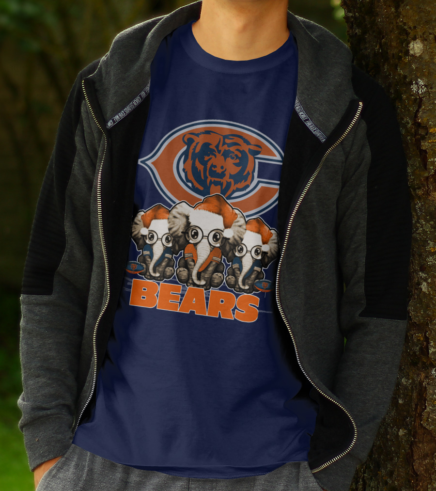 Chicago Bears Christmas Elephants Football T-Shirt