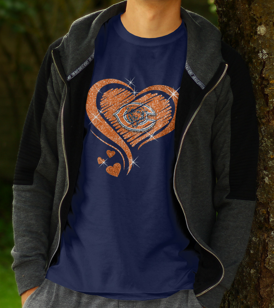 Heart Diamond Chicago Bears Sparkle Hearts T-Shirt