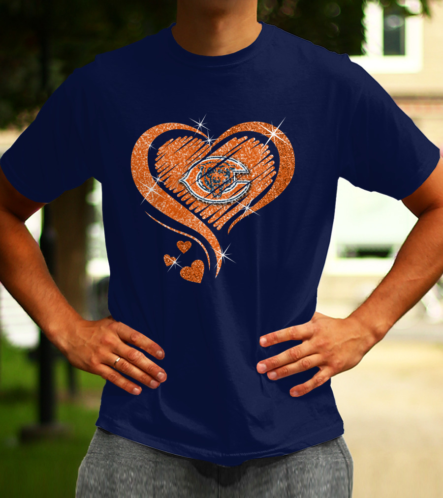 Heart Diamond Chicago Bears Sparkle Hearts T-Shirt