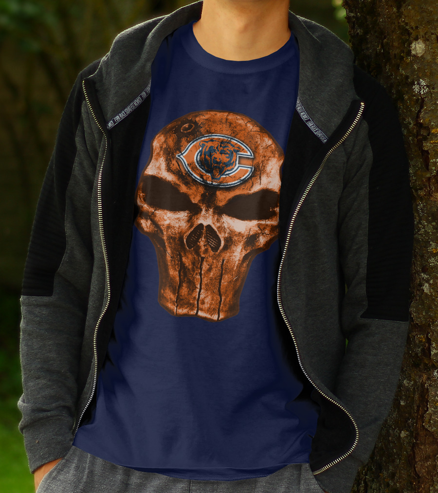 Skull Chicago Bears Logo Skull T-Shirt
