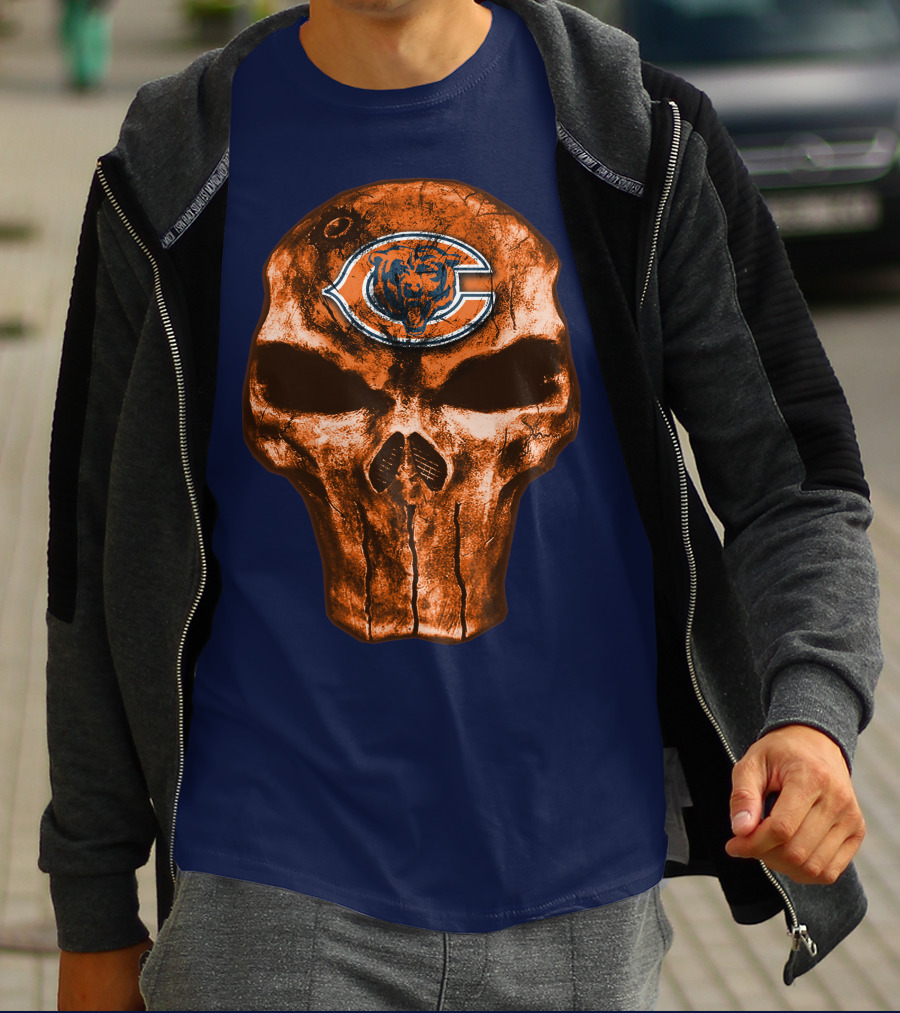 Skull Chicago Bears Logo Skull T-Shirt