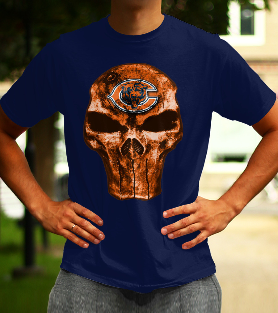 Skull Chicago Bears Logo Skull T-Shirt