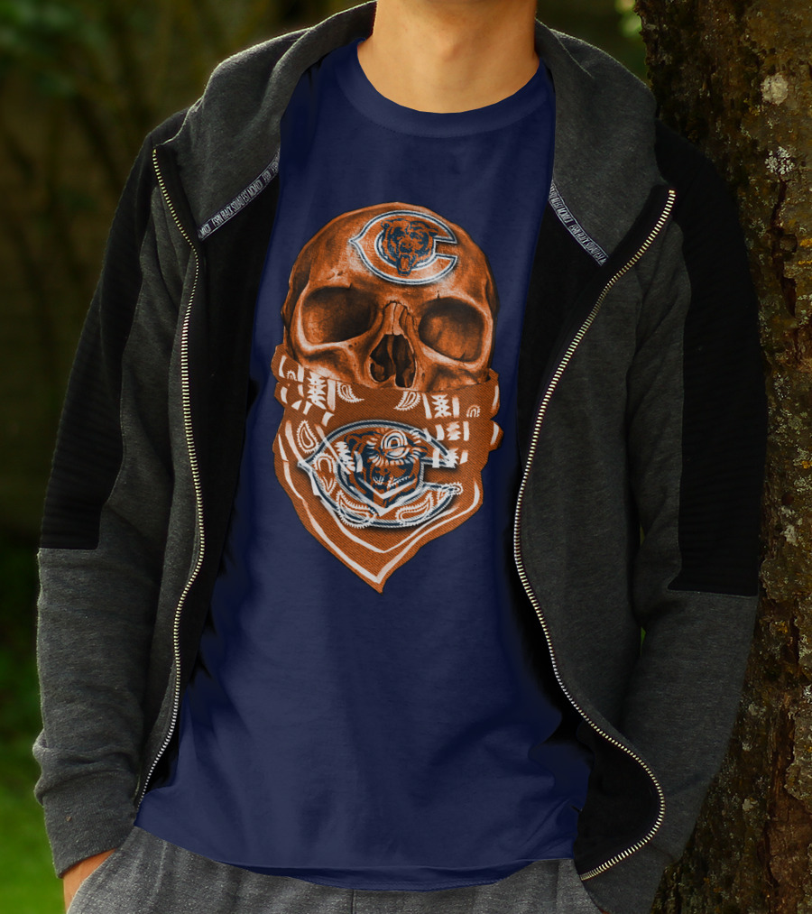 Skull Chicago Bears Bandana T-Shirt