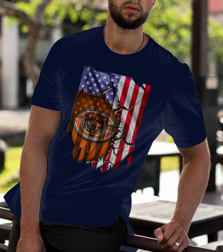 American Flag Chicago Bears Logo Stars Stripes T-Shirt