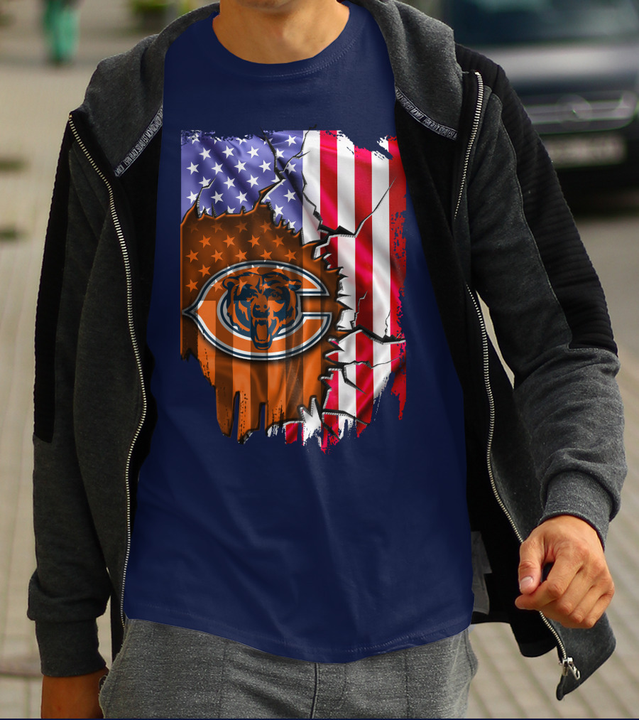 American Flag Chicago Bears Logo Stars Stripes T-Shirt