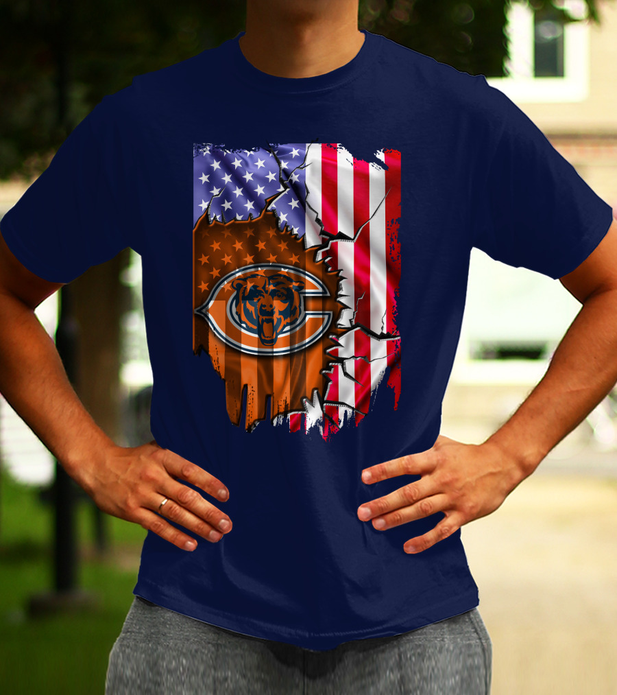 American Flag Chicago Bears Logo Stars Stripes T-Shirt
