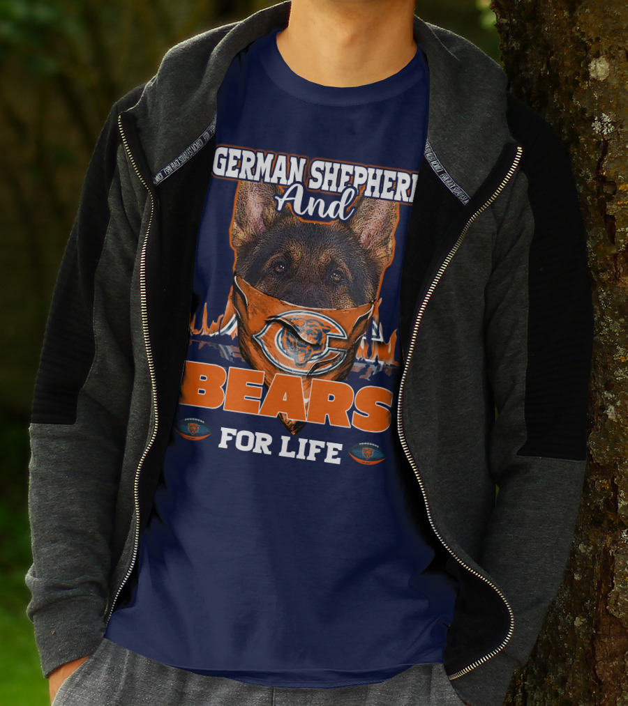 German Shepherd And Bears For Life Chicago Bears T-Shirt