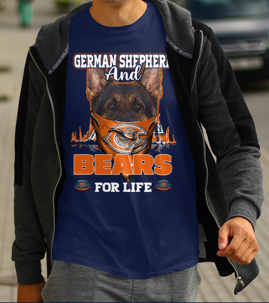 German Shepherd And Bears For Life Chicago Bears T-Shirt