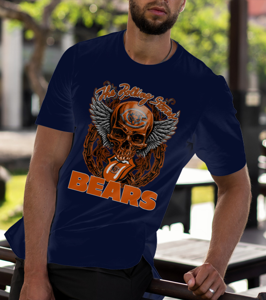 The Rolling Stones Chicago Bears Skull With Wings And Tongue T-Shirt