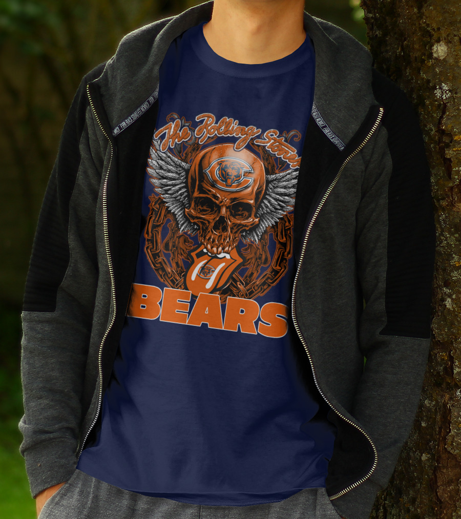 The Rolling Stones Chicago Bears Skull With Wings And Tongue T-Shirt