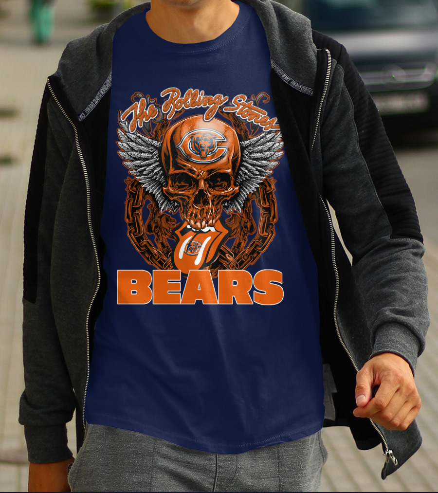 The Rolling Stones Chicago Bears Skull With Wings And Tongue T-Shirt