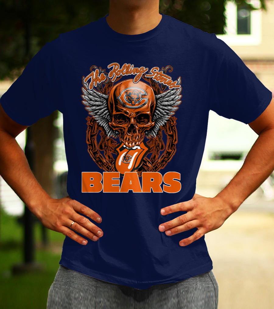 The Rolling Stones Chicago Bears Skull With Wings And Tongue T-Shirt