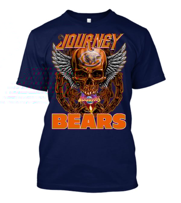 CHICAGO BEARS JOURNEY Skull Wings Chains T-Shirt