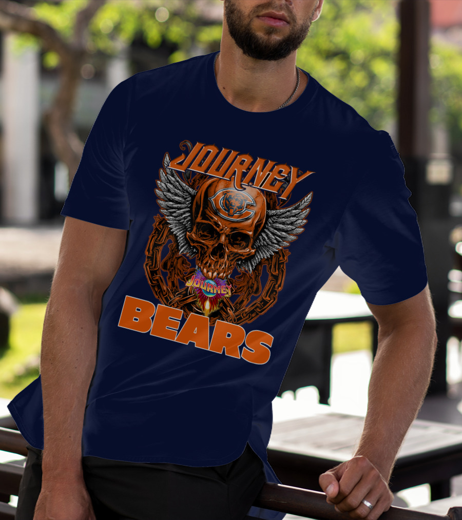 CHICAGO BEARS JOURNEY Skull Wings Chains T-Shirt