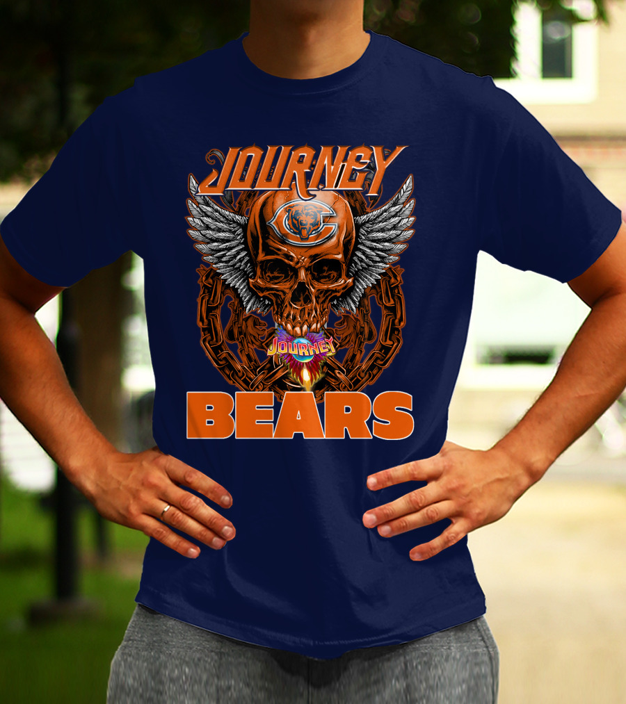 CHICAGO BEARS JOURNEY Skull Wings Chains T-Shirt