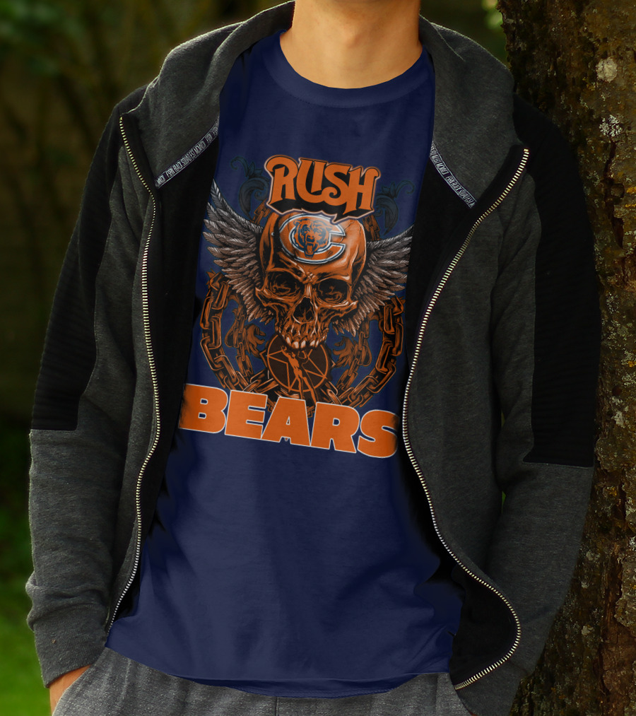 Rush Chicago Bears Skull Wings Chain T-Shirt