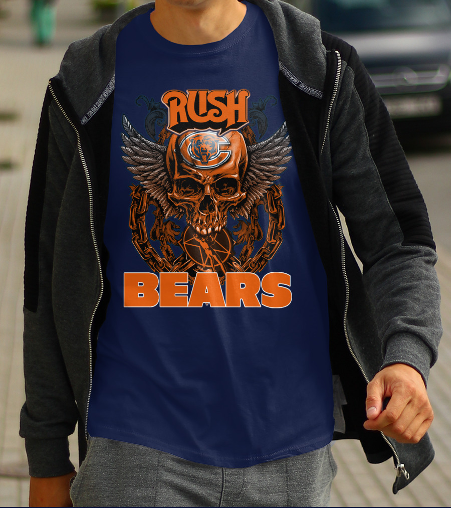 Rush Chicago Bears Skull Wings Chain T-Shirt