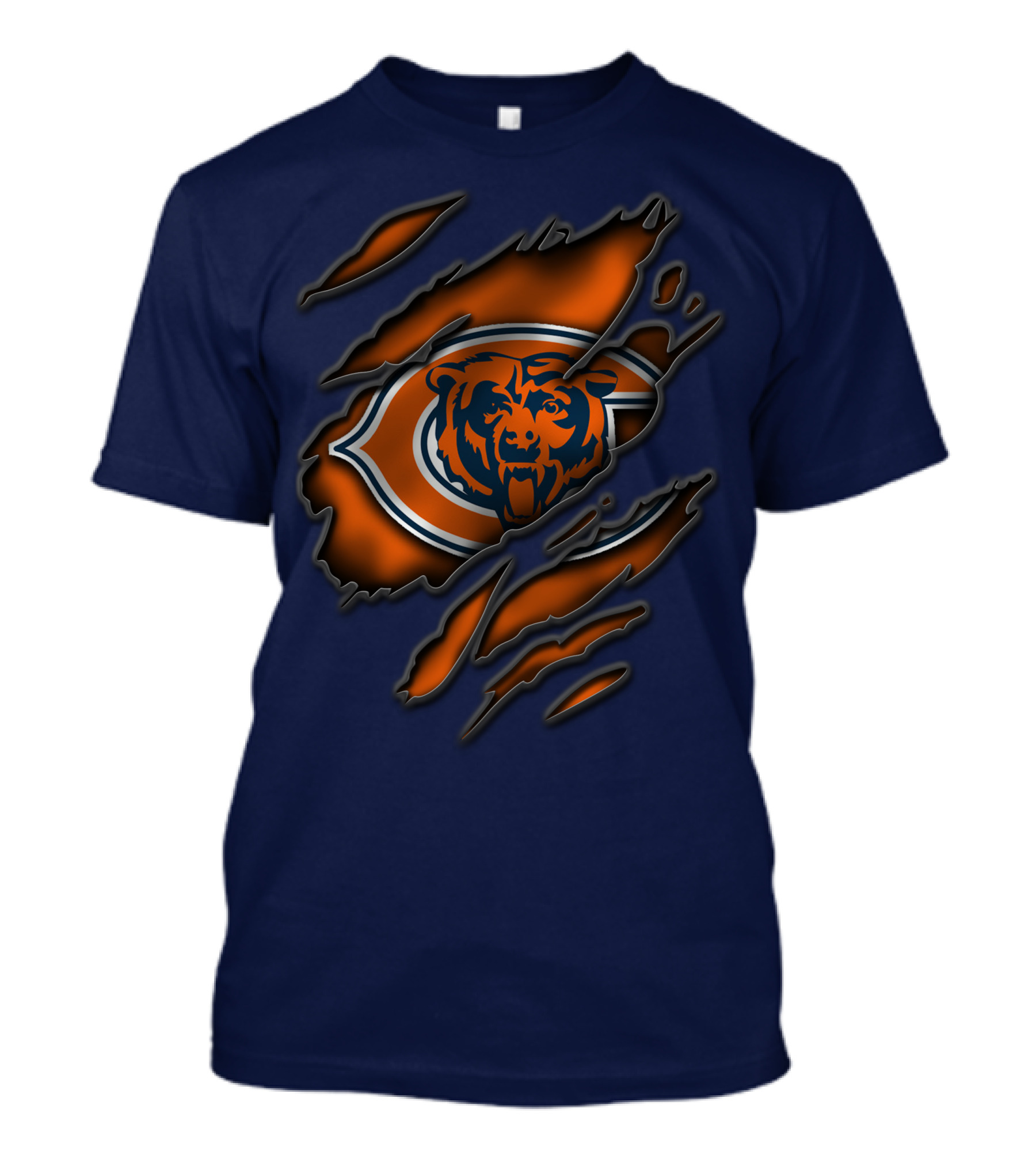 Torn Chicago Bears Logo With Bear Face And Claw Marks T-Shirt