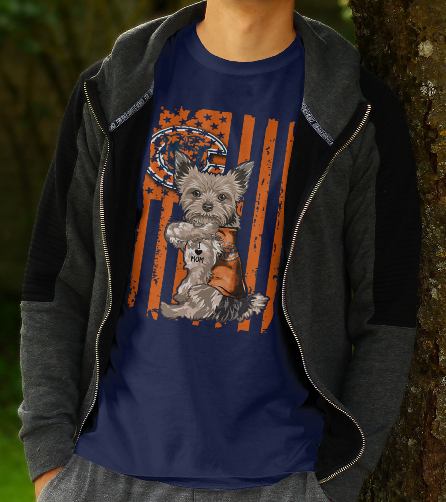 Yorkshire Terrier I Love Mom CHICAGO BEARS T-Shirt