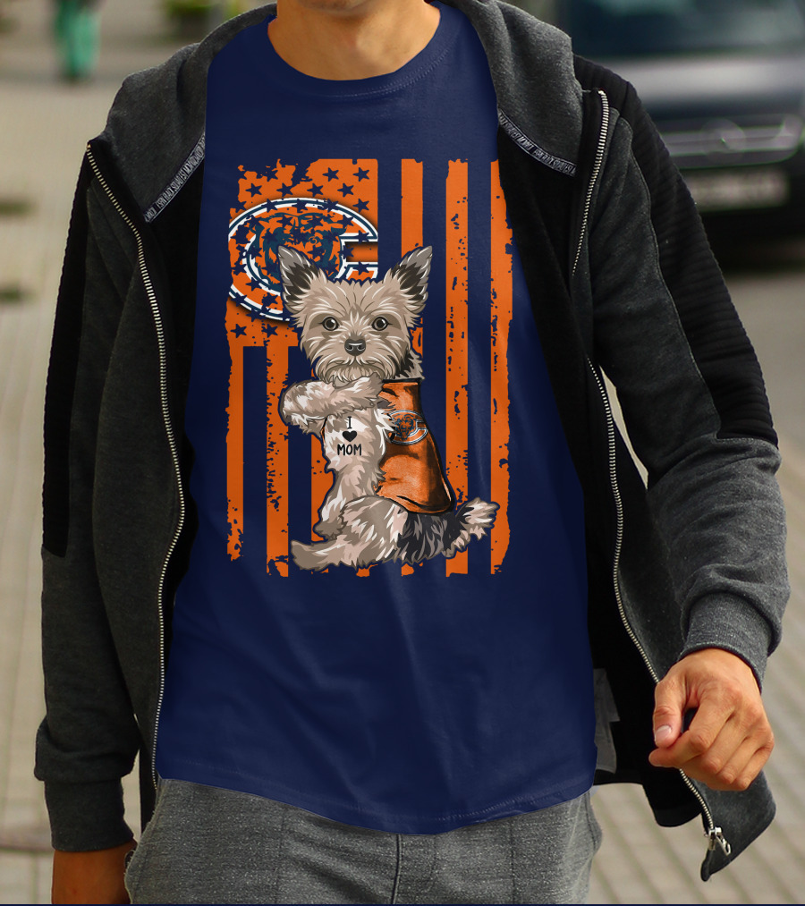 Yorkshire Terrier I Love Mom CHICAGO BEARS T-Shirt