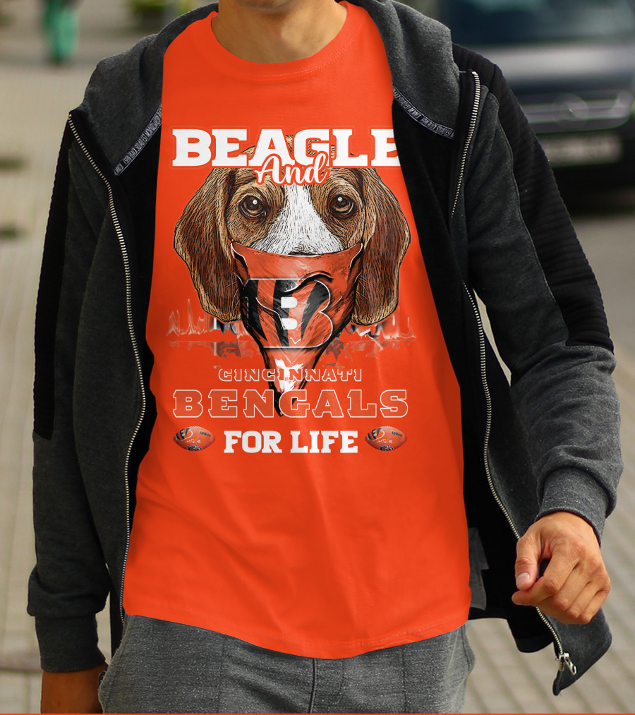 Beagle And Cincinnati Bengals For Life T-Shirt