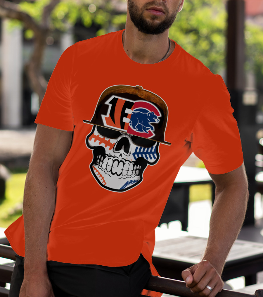 Cincinnati Bengals 53 Bears Skull Baseball Patterns T-Shirt