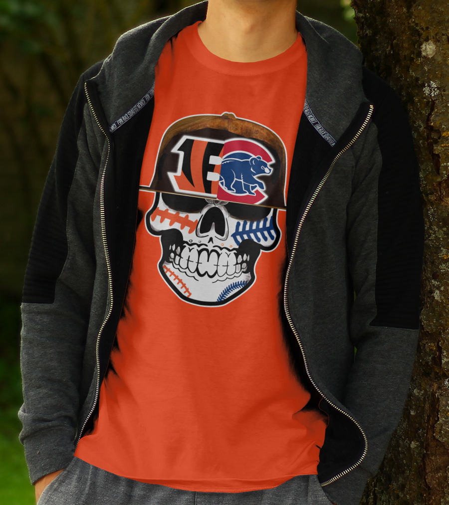 Cincinnati Bengals 53 Bears Skull Baseball Patterns T-Shirt