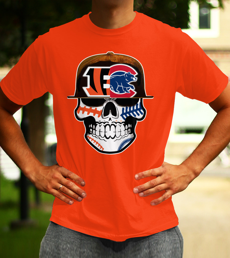 Cincinnati Bengals 53 Bears Skull Baseball Patterns T-Shirt