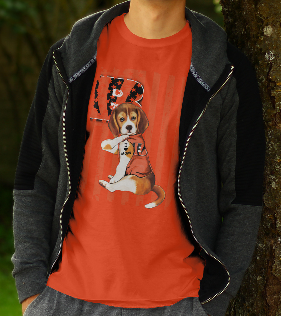 Beagle I Love Mom Cincinnati Bengals B T-Shirt