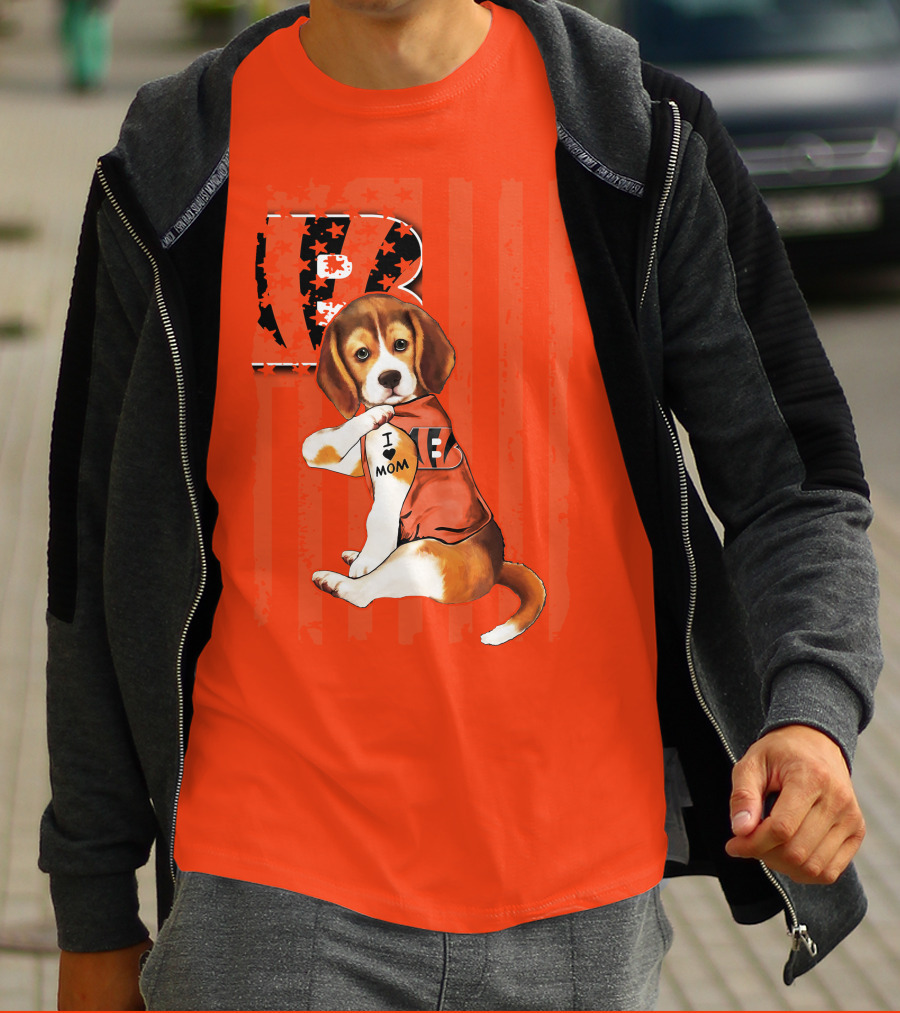 Beagle I Love Mom Cincinnati Bengals B T-Shirt