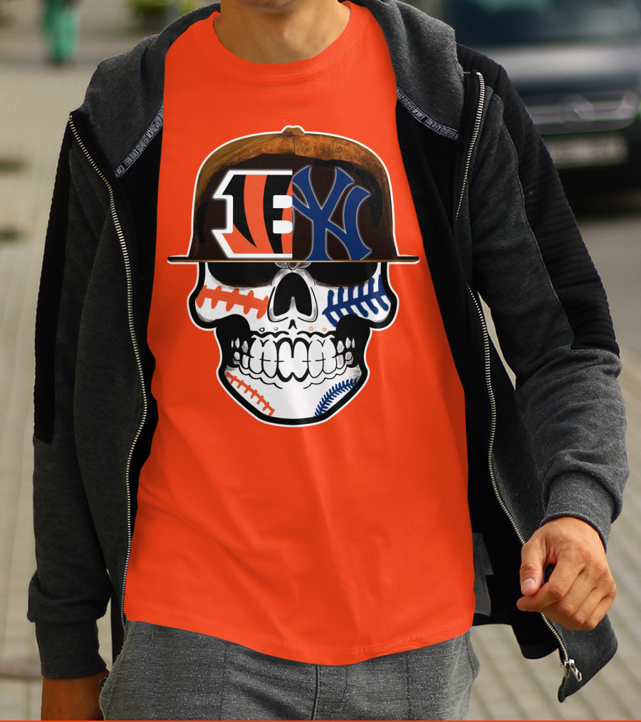 Cincinnati Bengals Yankees Skull Sports Fusion T-Shirt