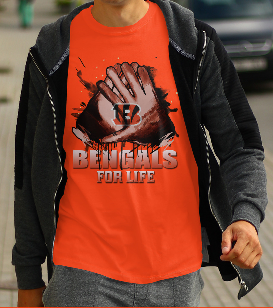 Cincinnati Bengals For Life Hands T-Shirt