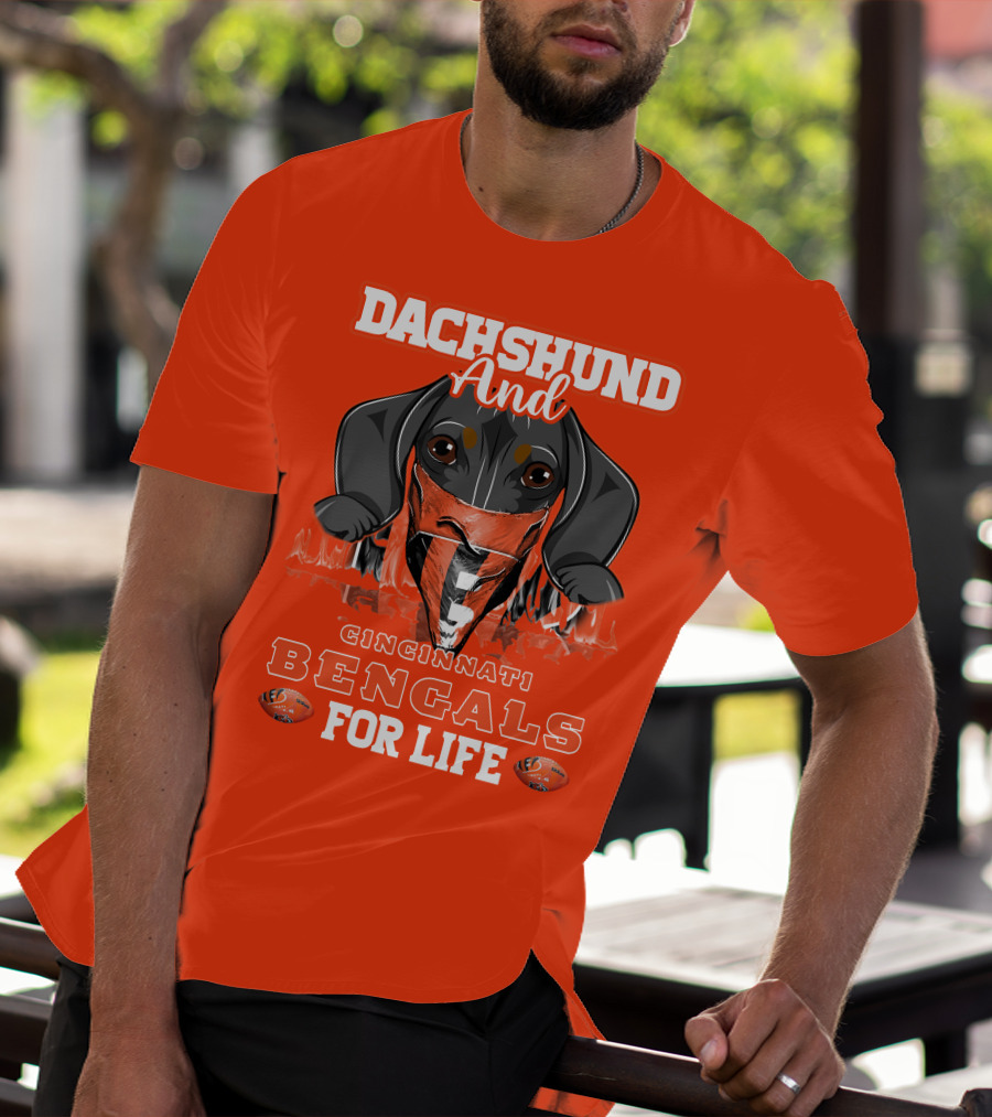 Dachshund And Cincinnati Bengals For Life T-Shirt