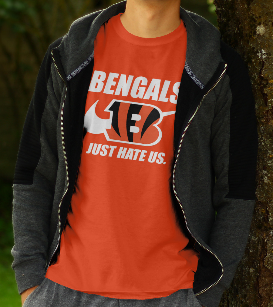 Bengals Just Hate Us Tiger Stripes Football T-Shirt
