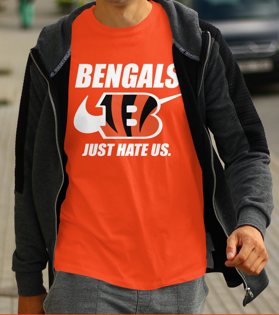 Bengals Just Hate Us Tiger Stripes Football T-Shirt