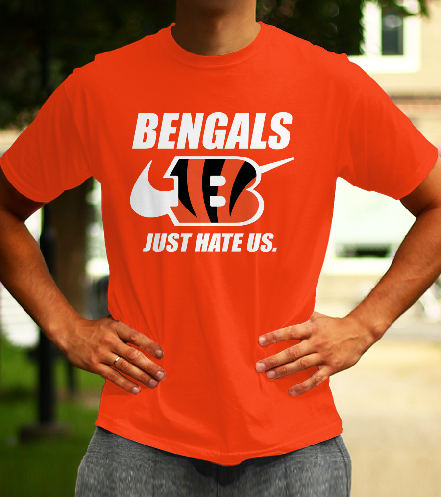 Bengals Just Hate Us Tiger Stripes Football T-Shirt