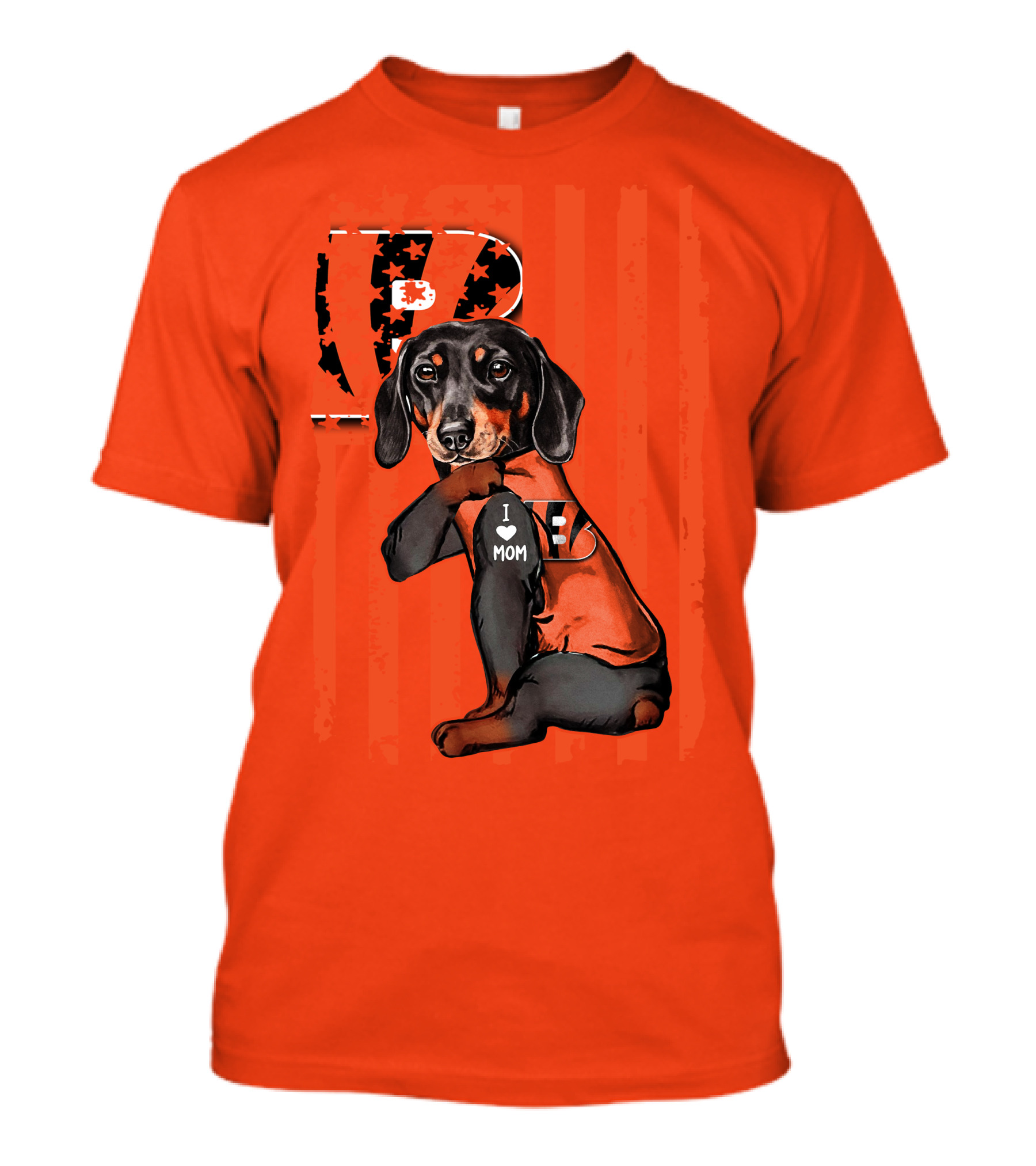 Dachshund Cincinnati Bengals Love I Heart Mom T-Shirt