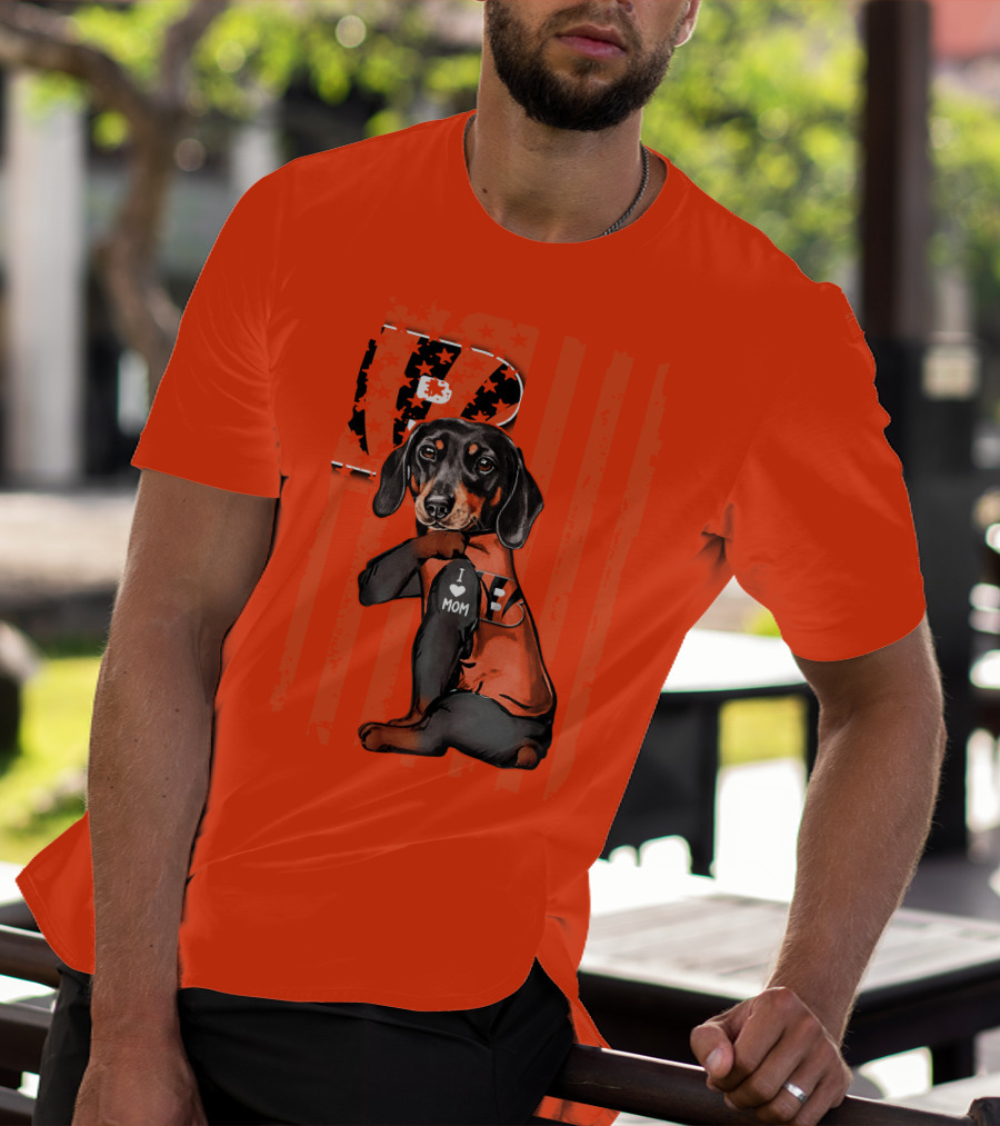 Dachshund Cincinnati Bengals Love I Heart Mom T-Shirt