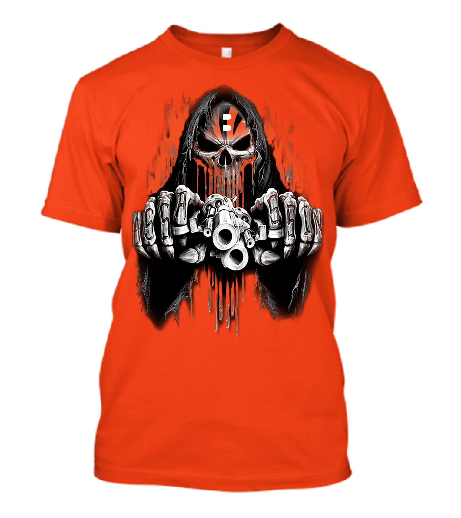 Cincinnati Bengals 41 Skeleton Skull With Guns T-Shirt