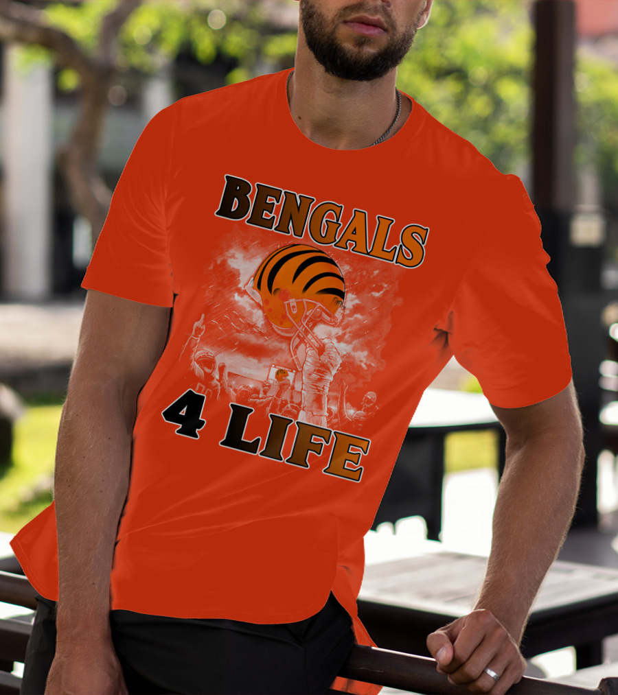 Bengals 4 Life Cincinnati Football Team Helmet Celebration T-Shirt