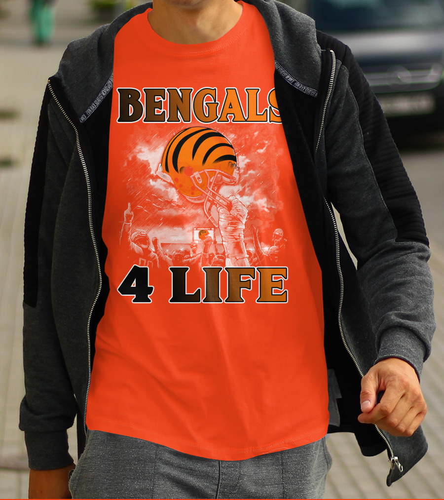 Bengals 4 Life Cincinnati Football Team Helmet Celebration T-Shirt