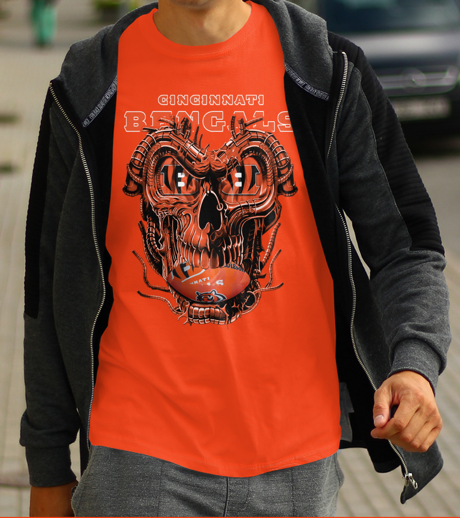 CINCINNATI BENGALS Dragonskull Football T-Shirt