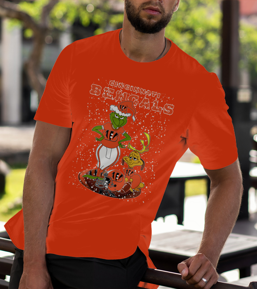 Cincinnati Bengals Grinch Holiday Football Mischief T-Shirt