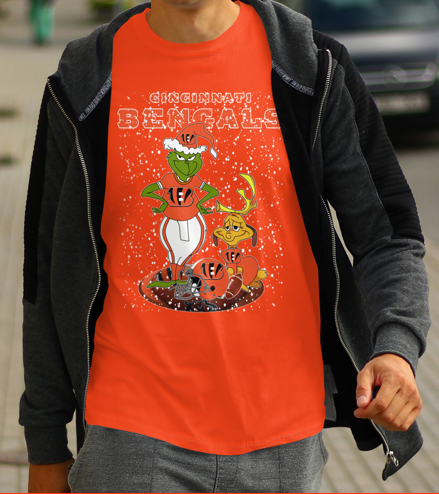 Cincinnati Bengals Grinch Holiday Football Mischief T-Shirt