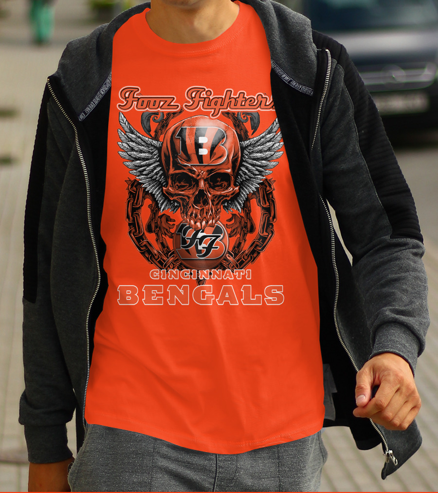 Foo Fighters Cincinnati Bengals Skull And Wings T-Shirt