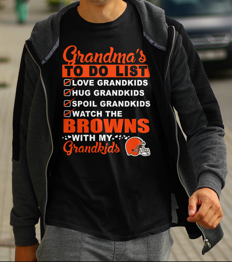 Grandma's To Do List Love Hug Spoil Watch The Browns With My Grandkids T-Shirt