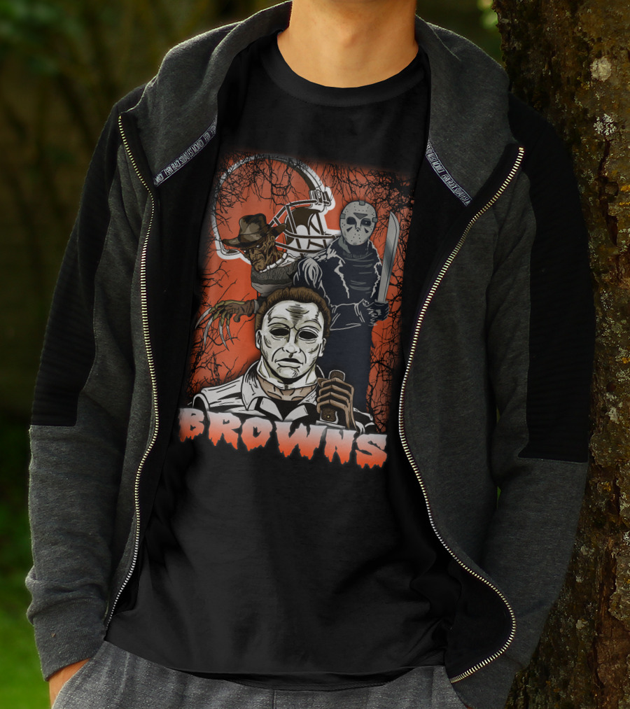 Browns Horror Icons With Helmet T-Shirt