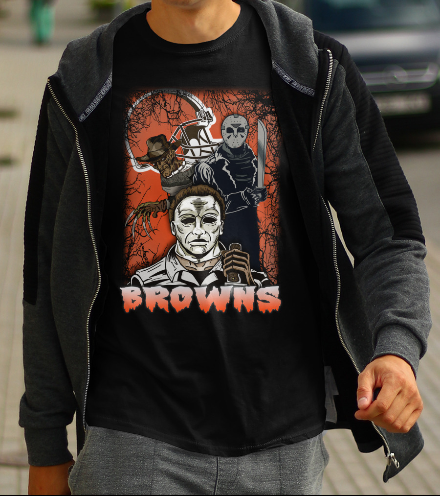 Browns Horror Icons With Helmet T-Shirt