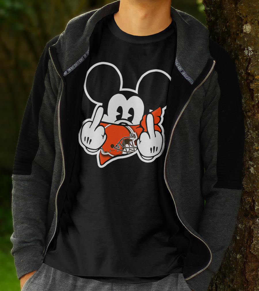 Cleveland Browns Mickey Ears Gesture T-Shirt