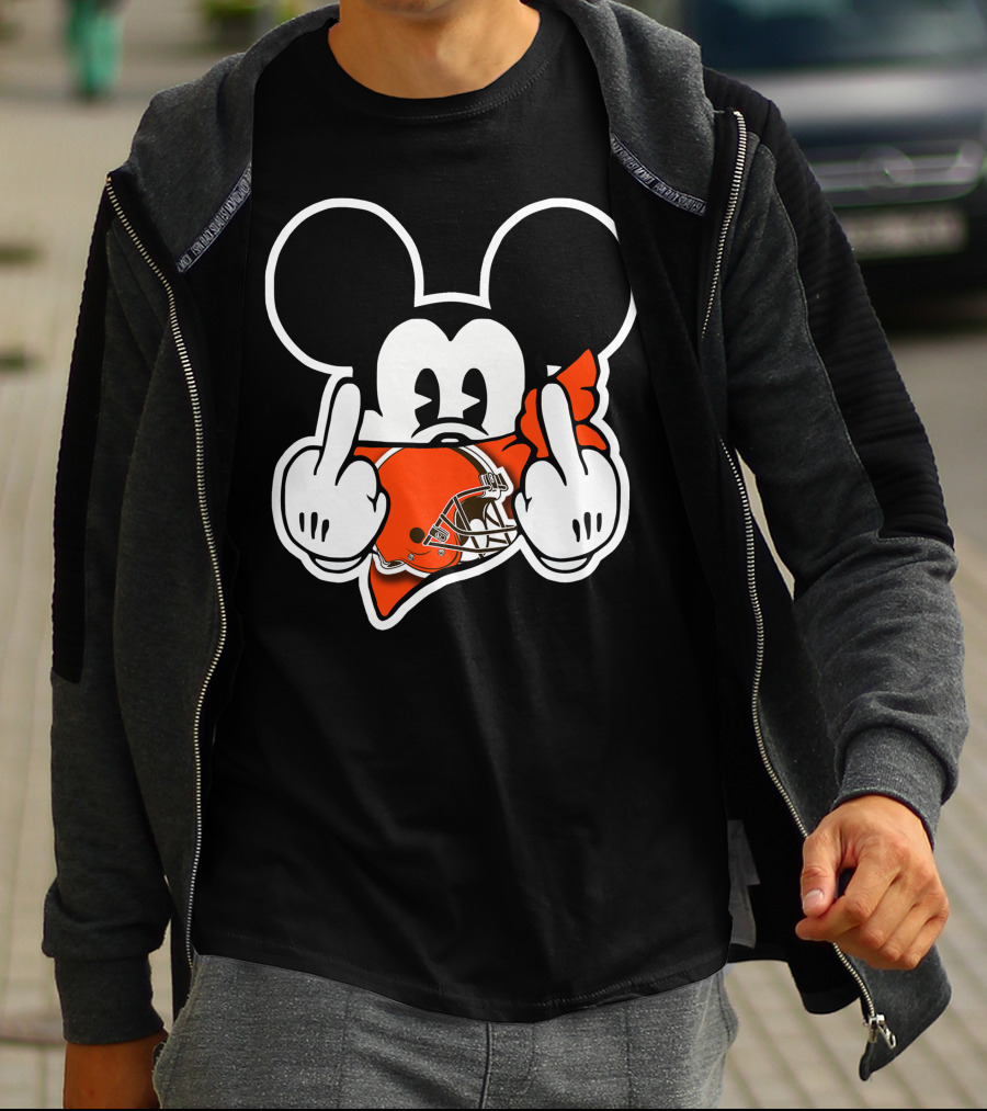 Cleveland Browns Mickey Ears Gesture T-Shirt